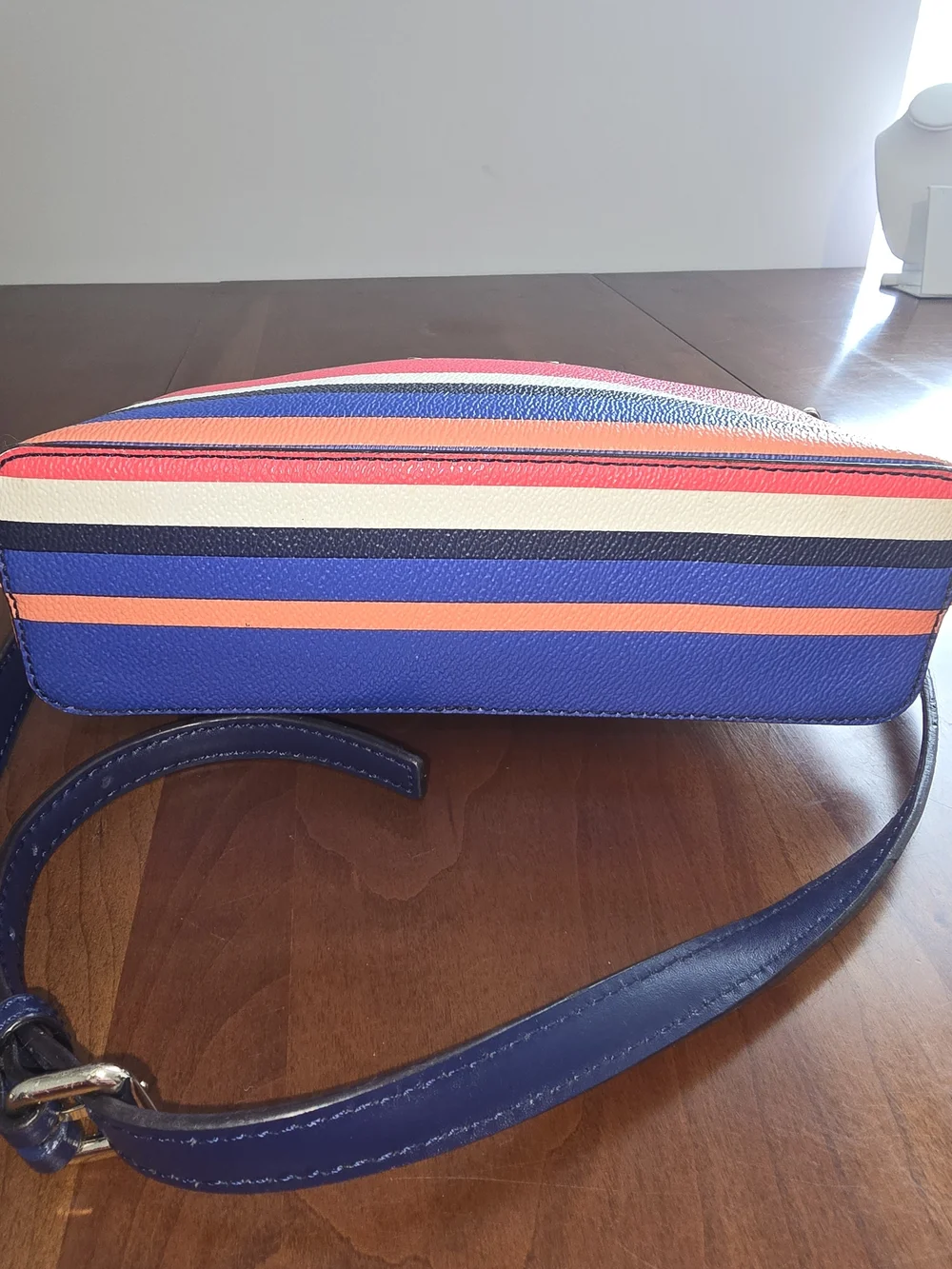 kate spade Navy & Coral Stripe Crossbody Bag, EUC
